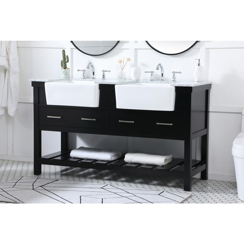60 inch double bathroom vanity in black. Picture 2