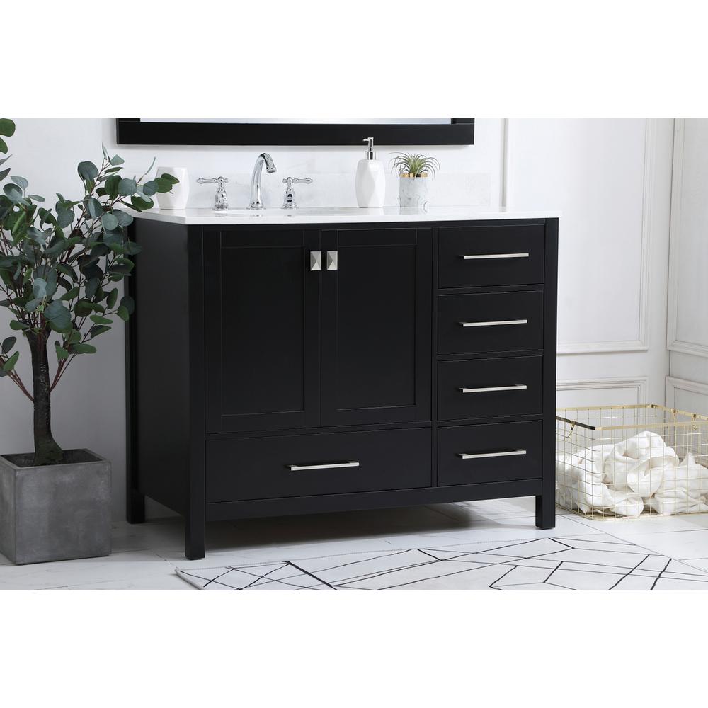 42 inch Single Bathroom Vanity in Black with Backsplash. Picture 2