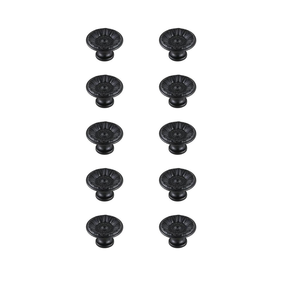 Corio 1.1" Diameter Matte Black Mushroom Knob Multipack (Set of 10). Picture 1