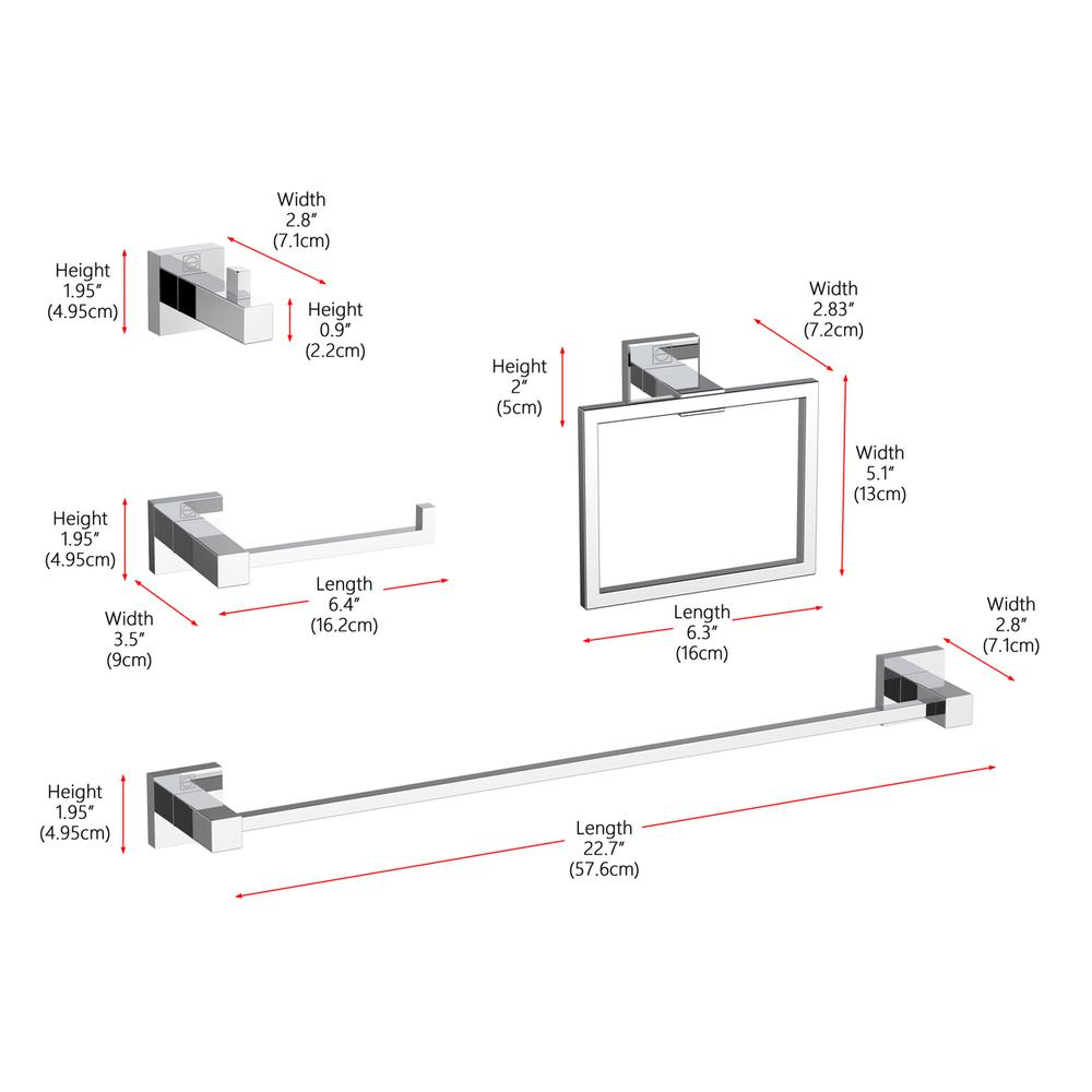 Isla 4-Piece Bathroom Hardware Set in Chrome. Picture 11
