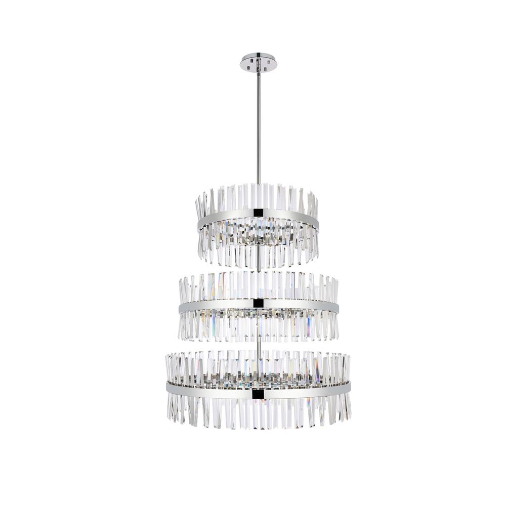 Serephina 36 inch 3 tiers crystal round chandelier light in chrome. Picture 1