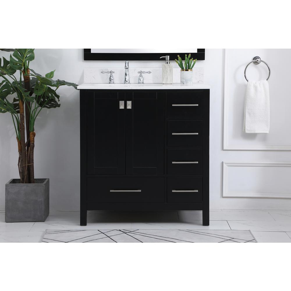 32 inch Single Bathroom Vanity in Black with Backsplash. Picture 14