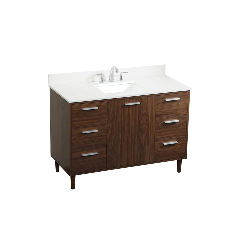 48 inch bathroom vanity in Walnut with backsplash. Picture 8
