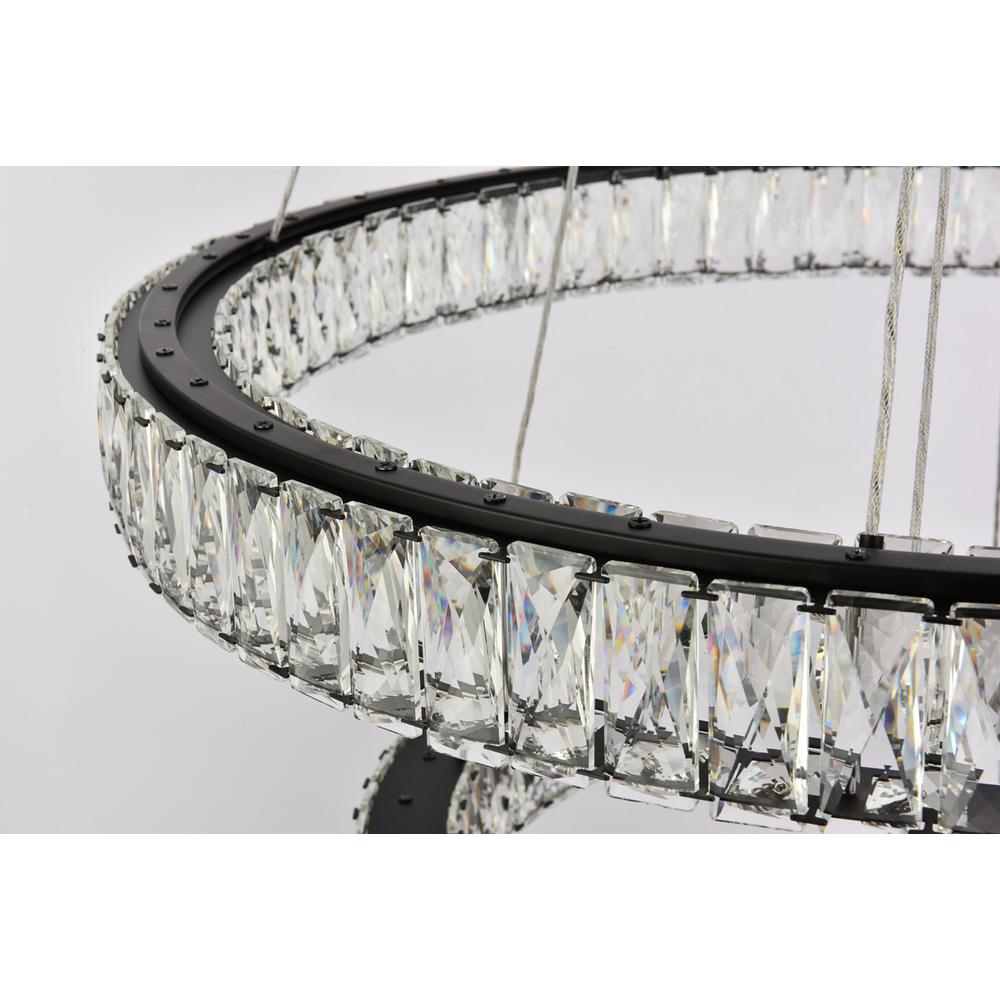 Monroe 32 inch LED double ring chandelier in black. Picture 5