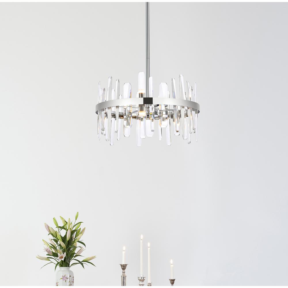 Serena 20 inch crystal round pendant in chrome. Picture 8