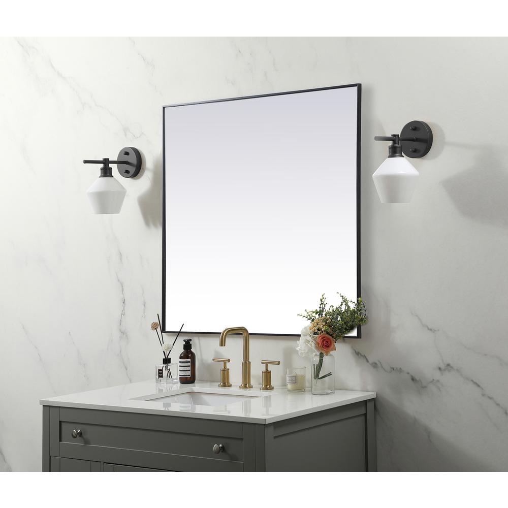 Metal Frame Square Mirror 48 inch in Black. Picture 2