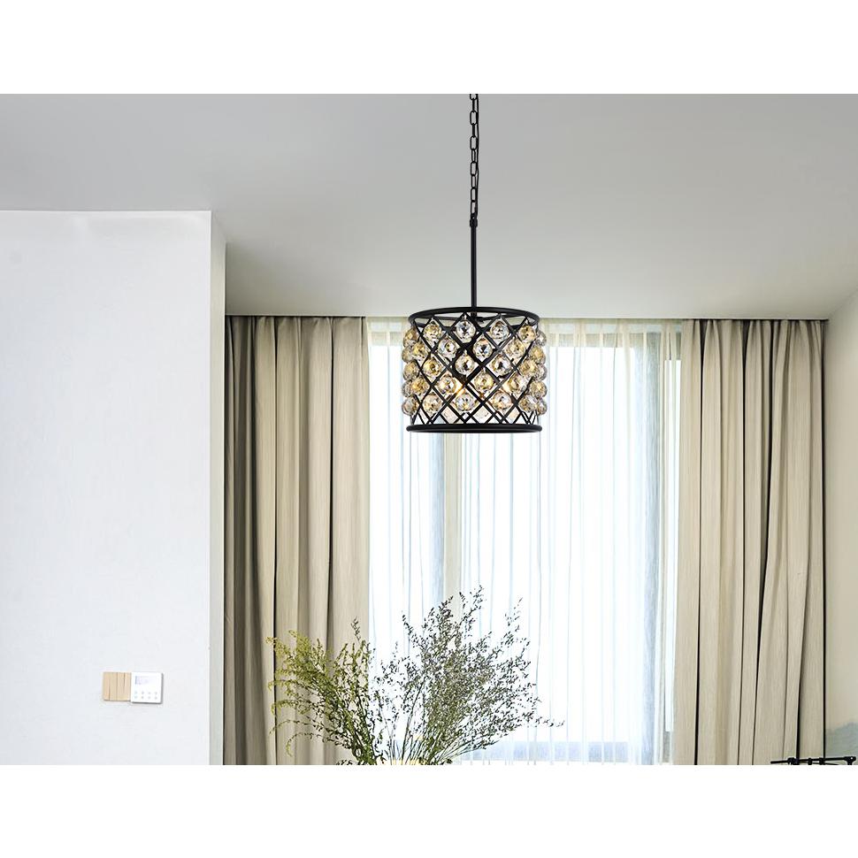 Madison 4 light Matte Black Pendant Golden Teak (Smoky) Royal Cut Crystal. Picture 6