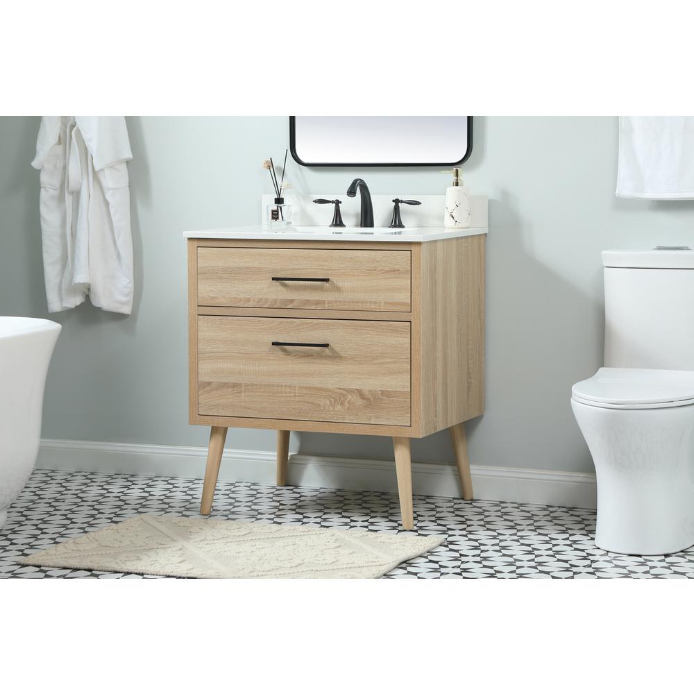 30 inch Single bathroom vanity in mango wood with backsplash. Picture 2