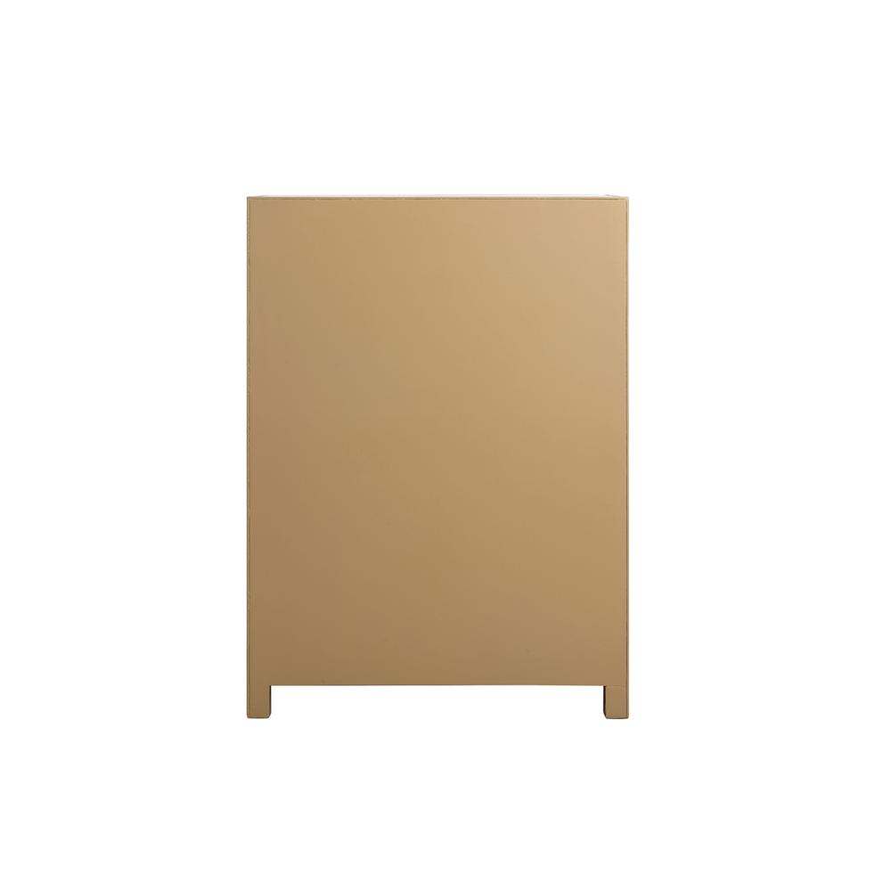 34 inch mirrored five drawer cabinet in gold. Picture 10