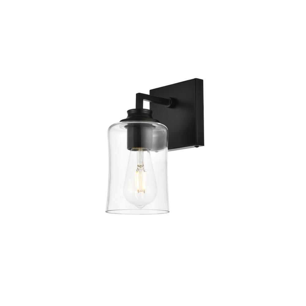 Ronnie 1 light Black and Clear Bath Sconce. Picture 2