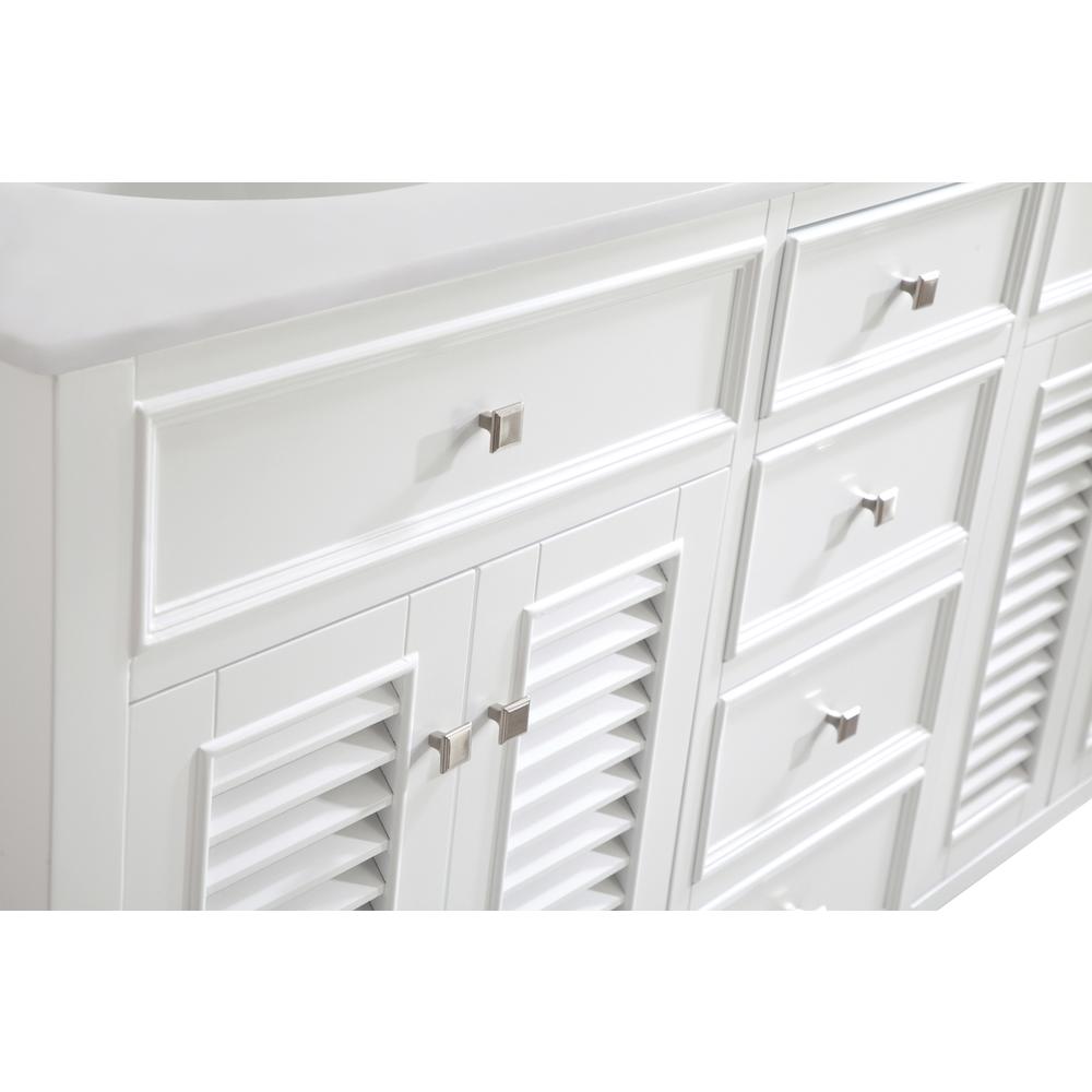 60 inch Double Bathroom vanity in White with ivory white engineered marble. Picture 8