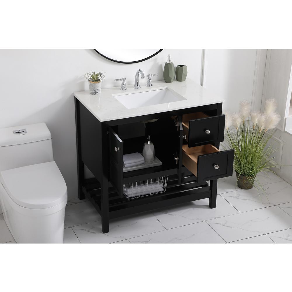 36 inch Single Bathroom Vanity in Black. Picture 3