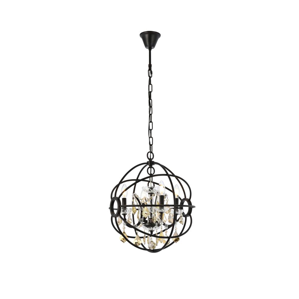 Geneva 4 light Dark Bronze Pendant Golden Teak (Smoky) Royal Cut crystal. Picture 1