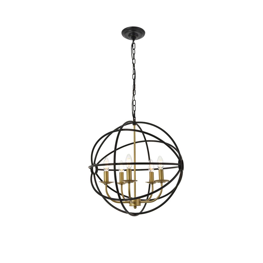 Octavia 5 light Brass and Dark Brown Pendant. Picture 3