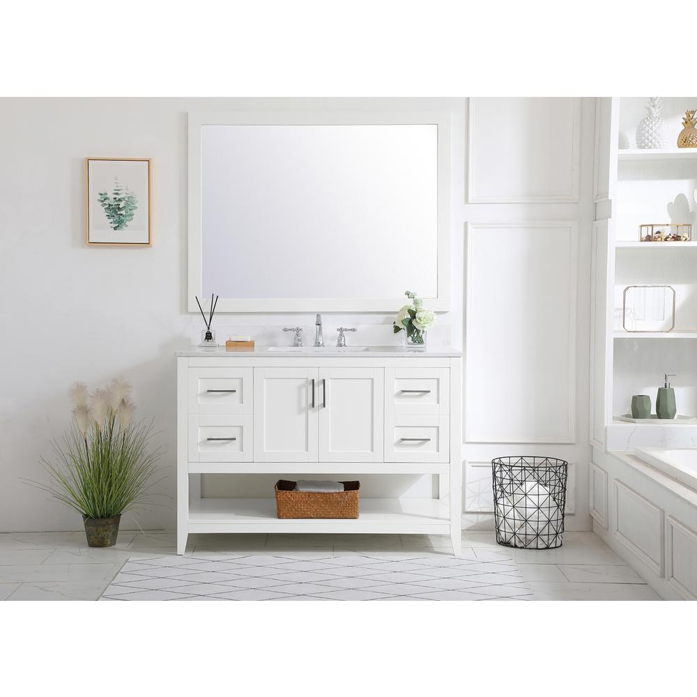 48 inch Single Bathroom Vanity in White with Backsplash. Picture 7