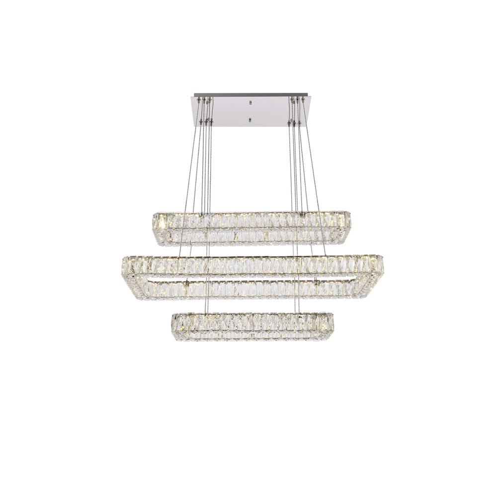 Monroe 42 inch LED triple rectangle pendant in chrome. Picture 1