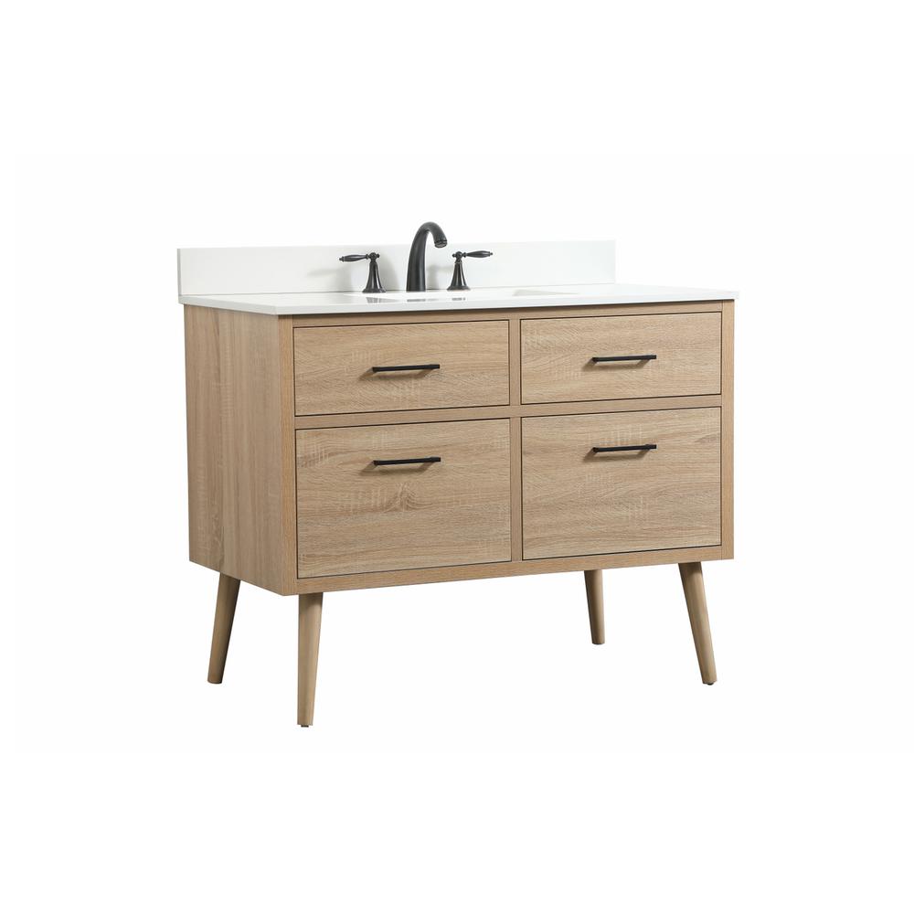 42 inch Single bathroom vanity in mango wood with backsplash. Picture 7
