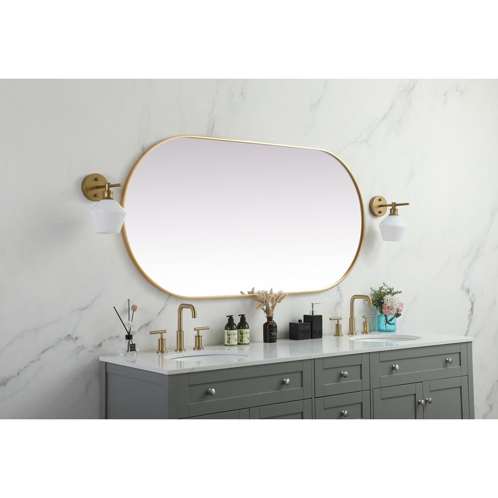 Metal Frame Oval Mirror 30x60 Inch in Brass. Picture 4