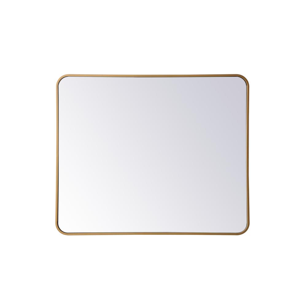Soft corner metal rectangular mirror 30x36 inch in Brass. Picture 1