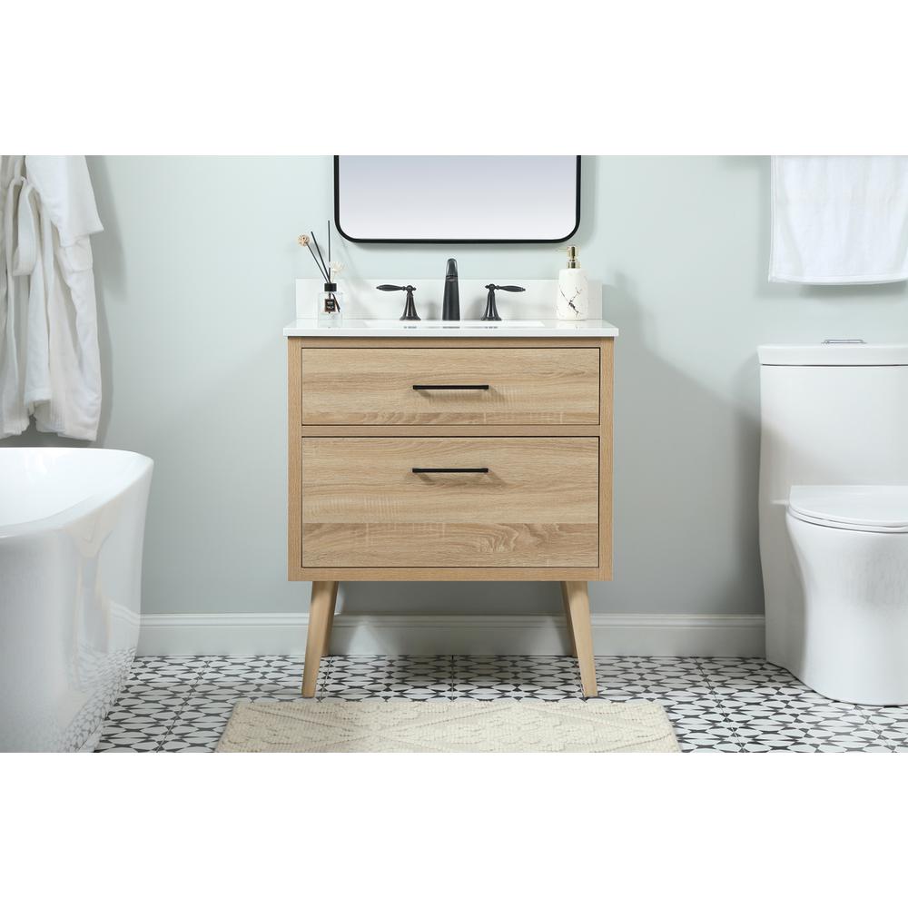 30 inch Single bathroom vanity in mango wood with backsplash. Picture 14