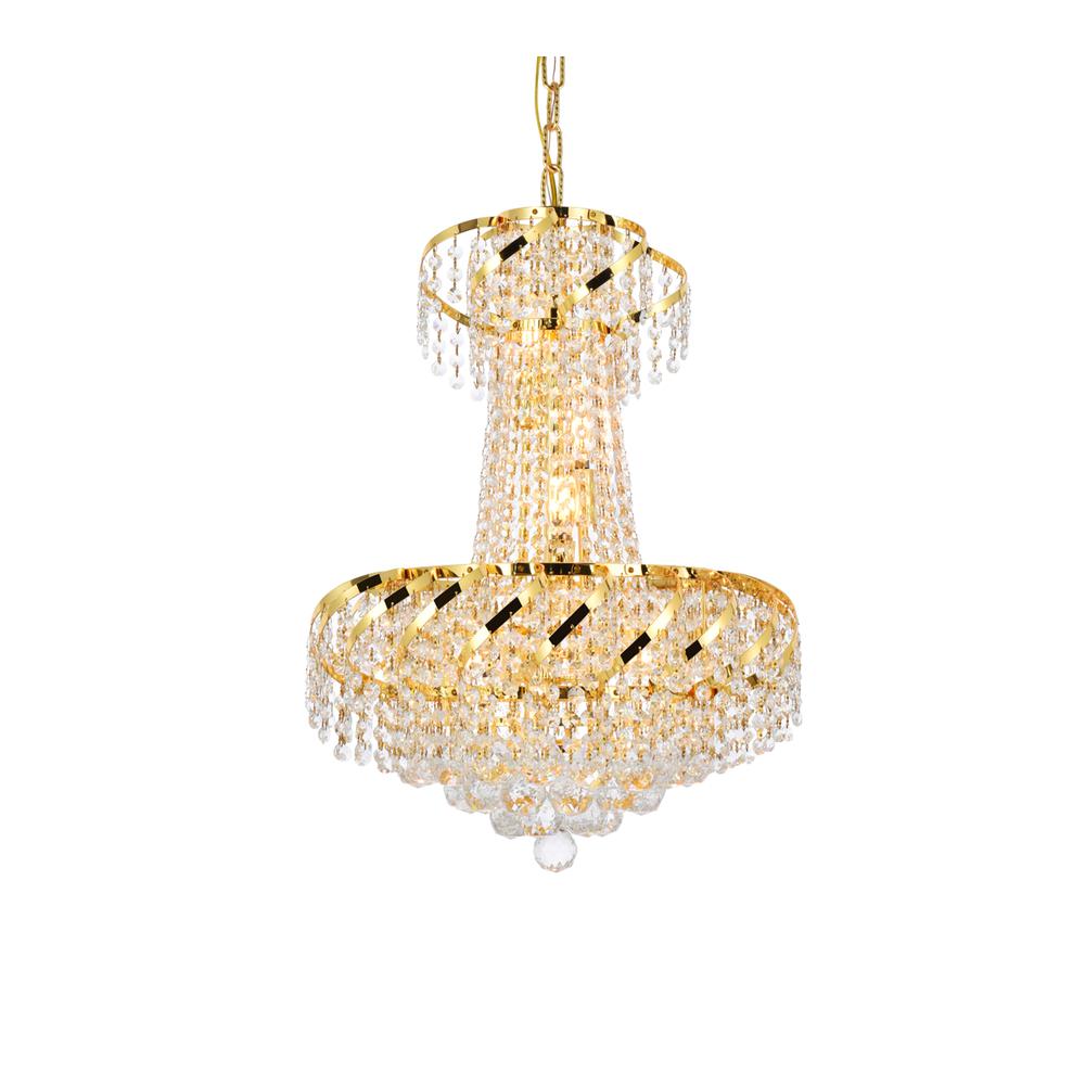 Belenus 6 light Gold Pendant Clear Royal Cut Crystal. Picture 2