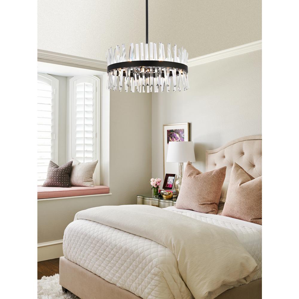 Serephina 25 inch crystal round pendant light in black. Picture 7