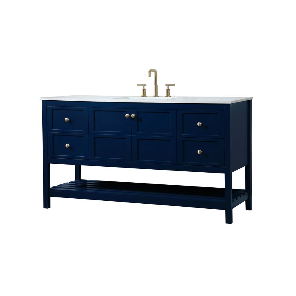 60 inch Single bathroom vanity in blue. Picture 7