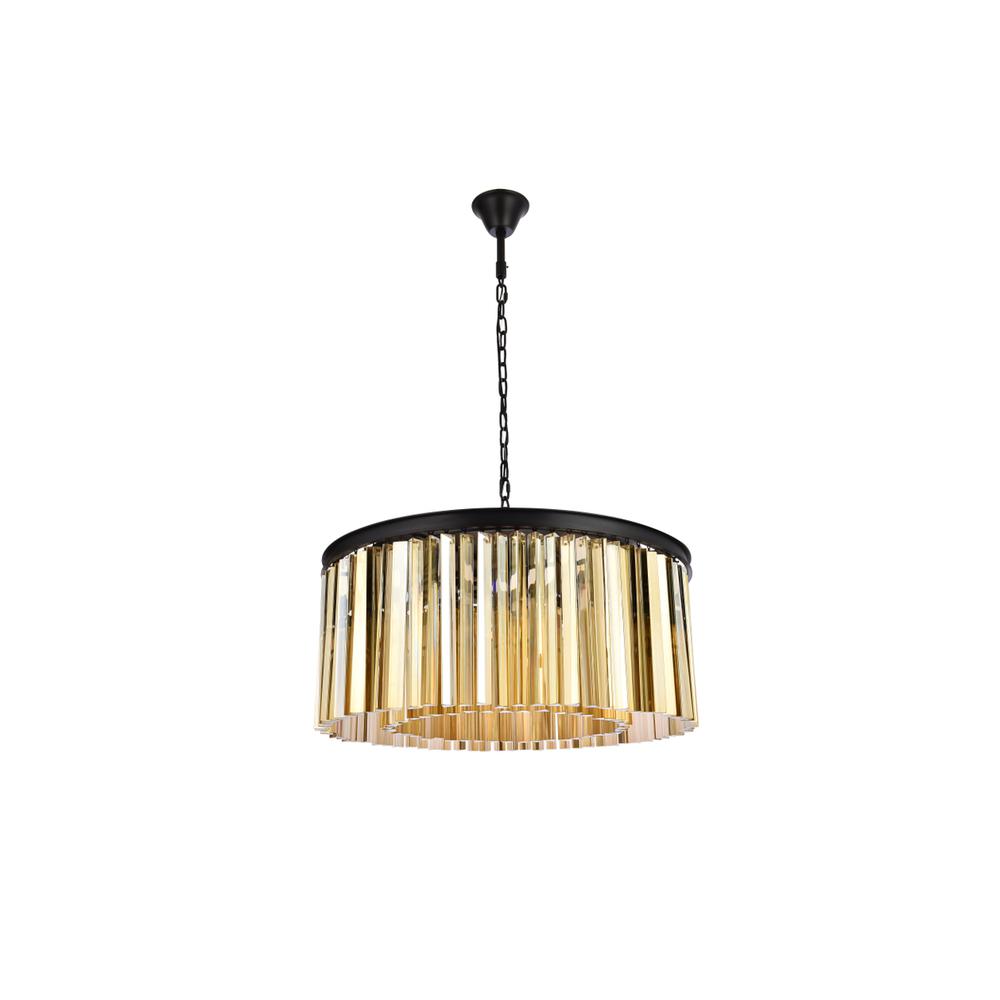 Sydney 8 light Matte Black Chandelier Golden Teak (Smoky) Royal Cut Crystal. Picture 6