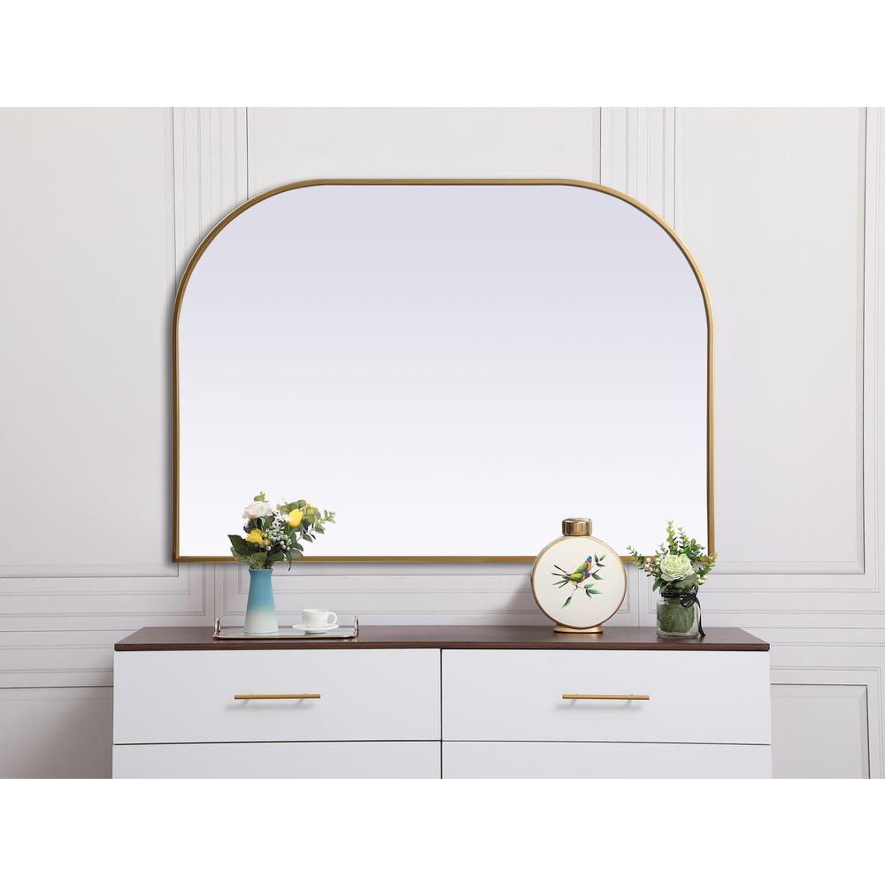 Metal Frame Arch Mirror 42x30 Inch in Brass. Picture 3