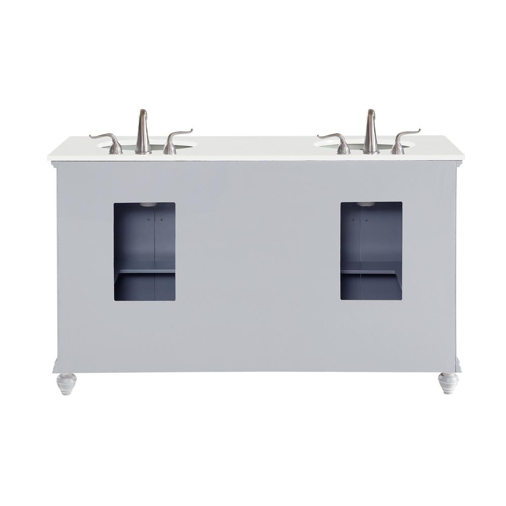 60 inch Double Bathroom vanity in Light Grey with ivory white engineered marble. Picture 11