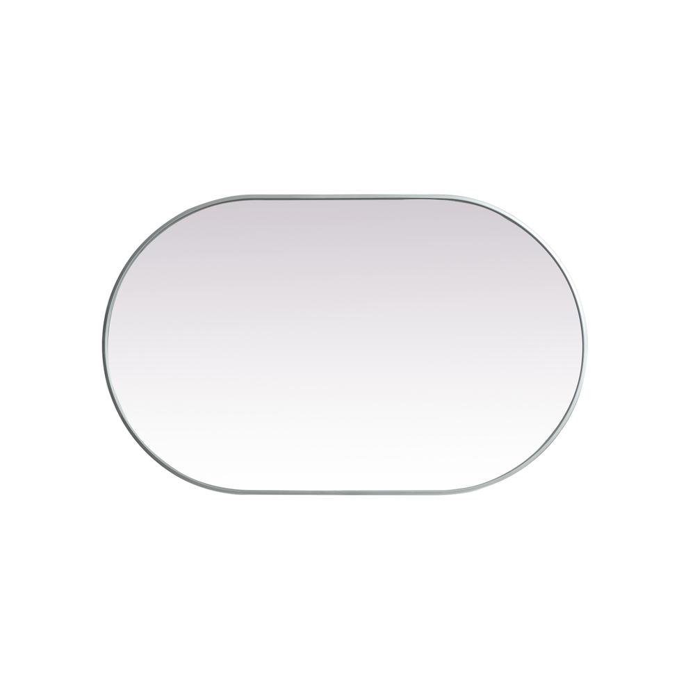 Metal Frame Oval Mirror 30x48 Inch in Silver. Picture 8
