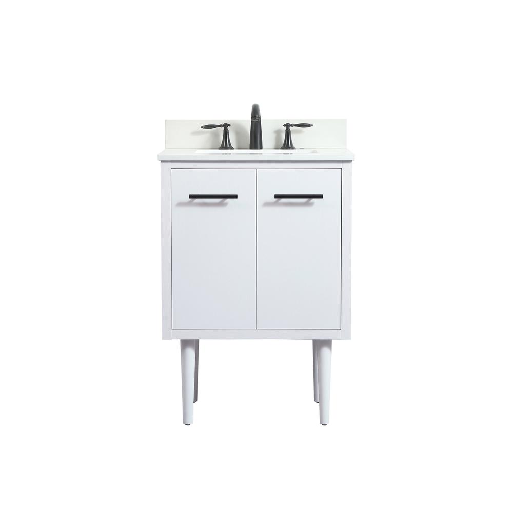 24 inch Single bathroom vanity in white with backsplash. Picture 1