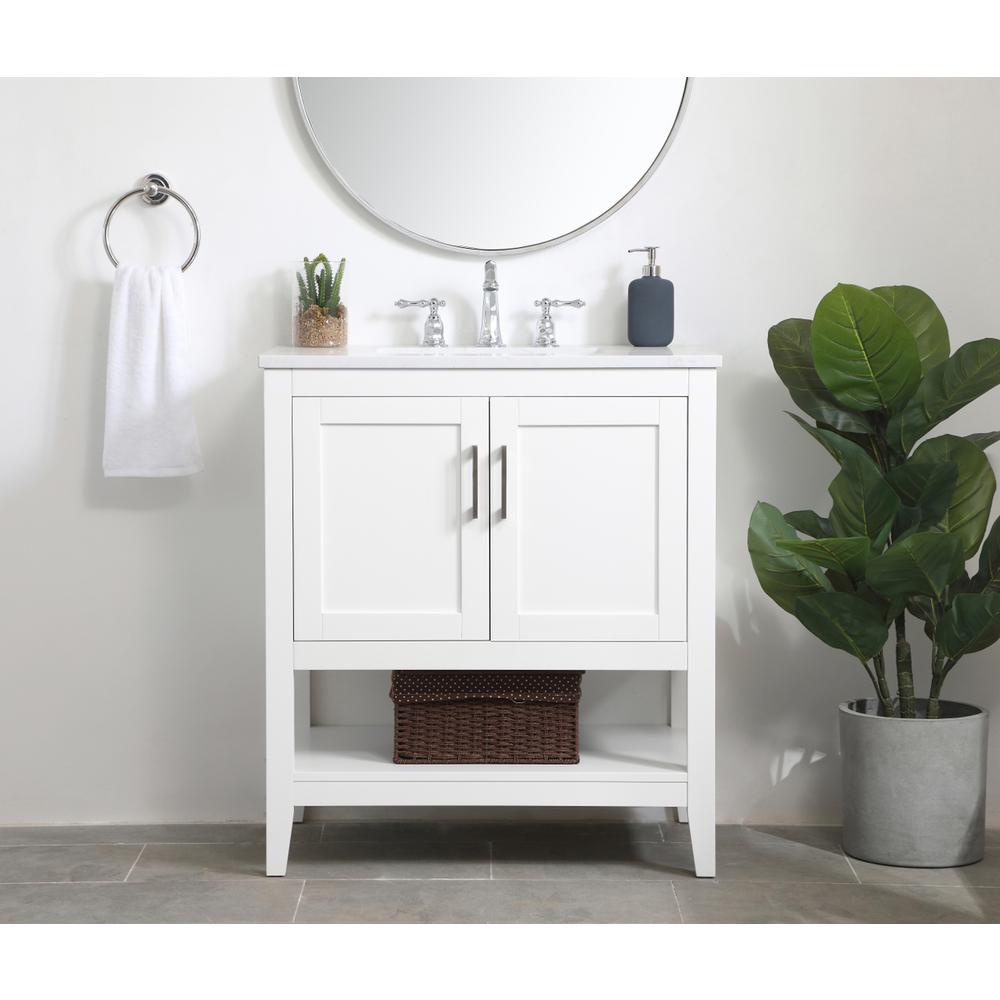 30 inch Single Bathroom Vanity in White. Picture 14