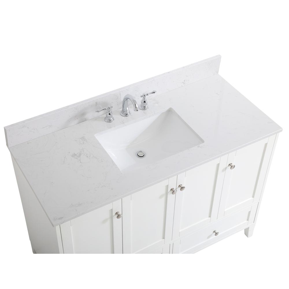48 inch Single Bathroom Vanity in White with Backsplash. Picture 11