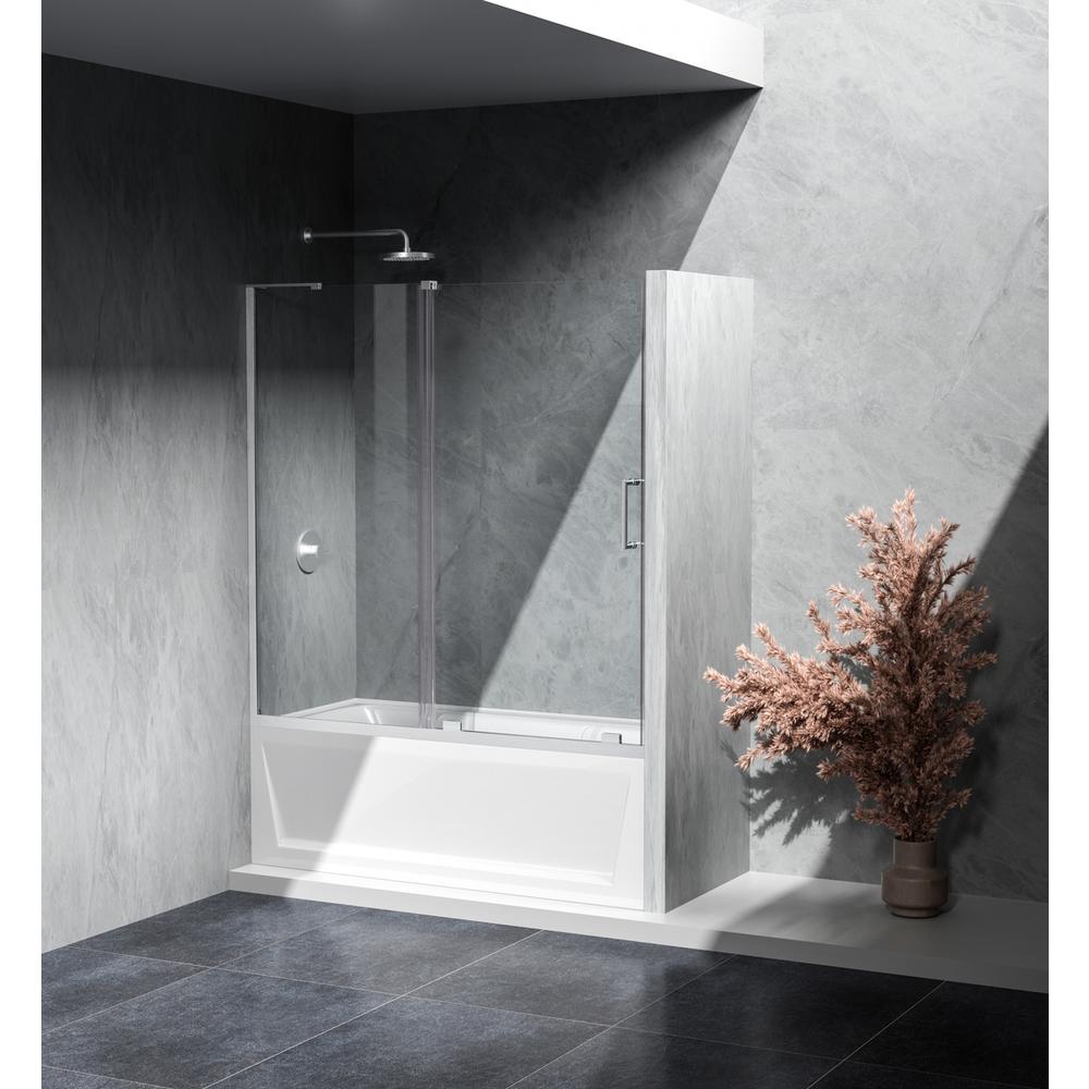 Frameless tub door 60 x 60 Brushed Nickel. Picture 2