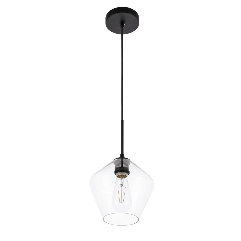 Gene 1 light Black and Clear glass pendant. Picture 8