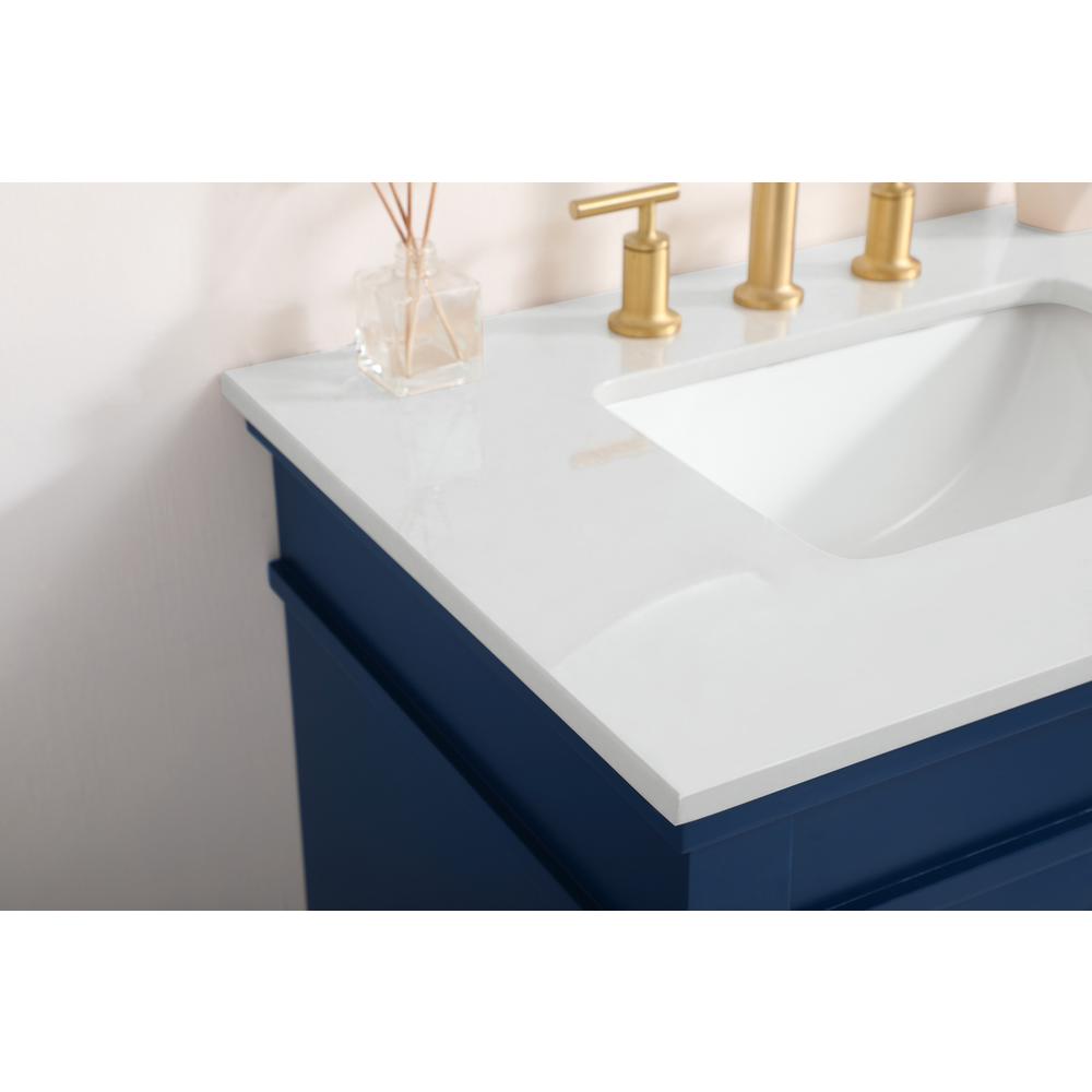 30 inch Single Bathroom vanity in Blue with ivory white engineered marble. Picture 5