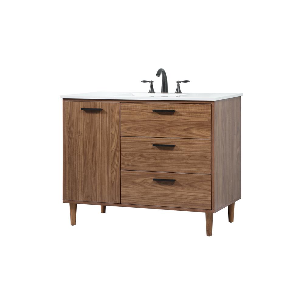 42 inch Single bathroom vanity in walnut brown. Picture 7