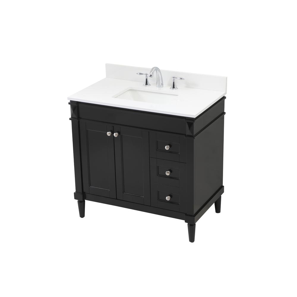 36 inch Single bathroom vanity in black with backsplash. Picture 8