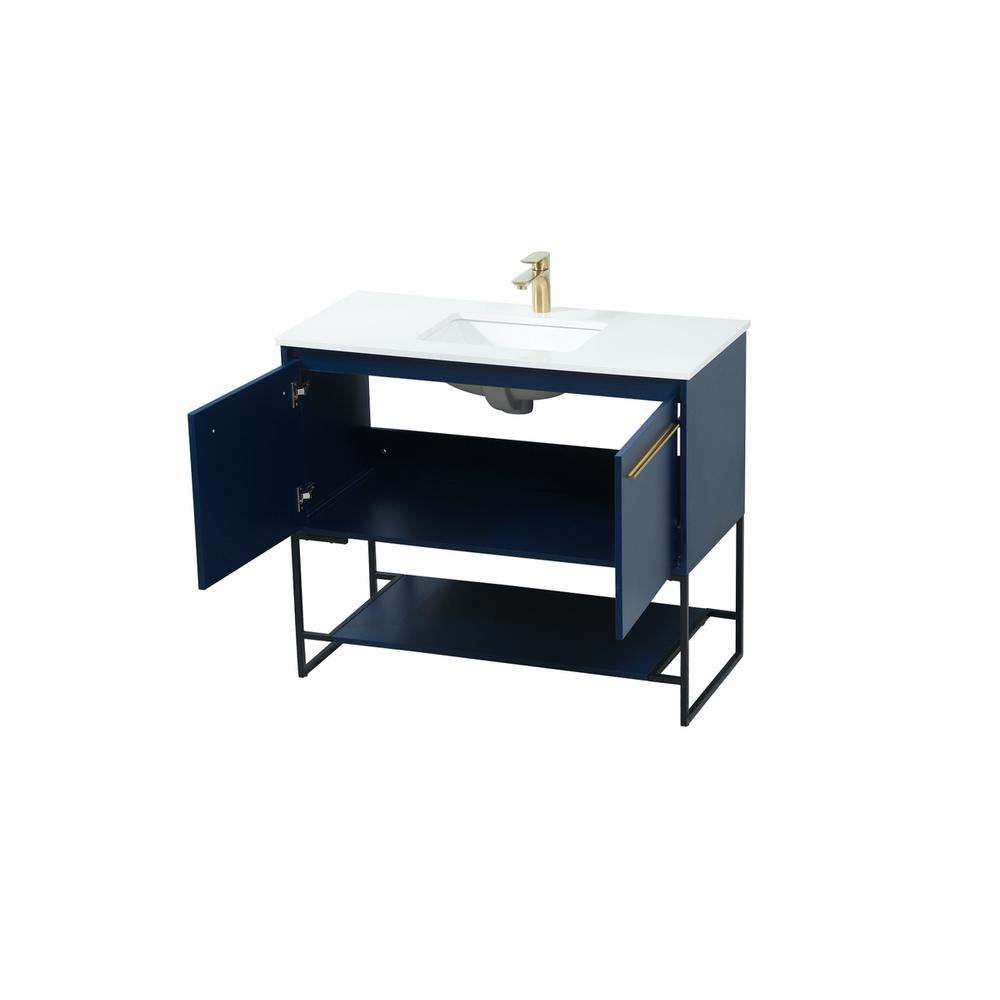 40 inch Single bathroom vanity in blue. Picture 9