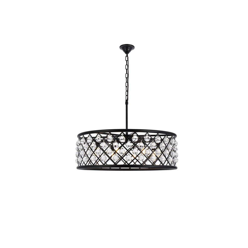 Madison 8 light Matte Black Chandelier Clear Royal Cut Crystal. Picture 1