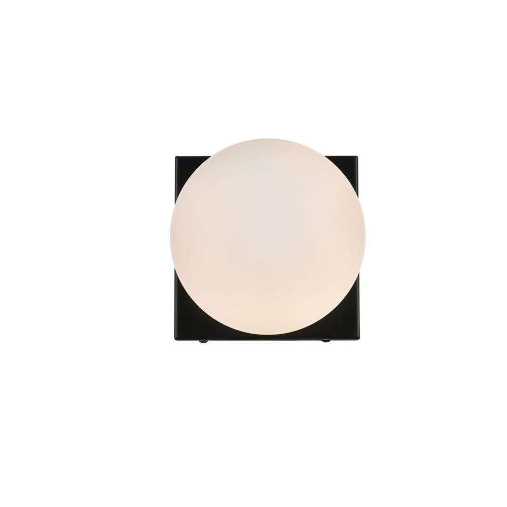 Jaylin 1 light Black and frosted white Bath Sconce. Picture 1