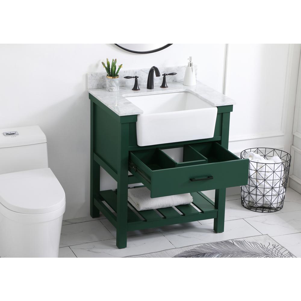 30 inch Single bathroom vanity in green with backsplash. Picture 3