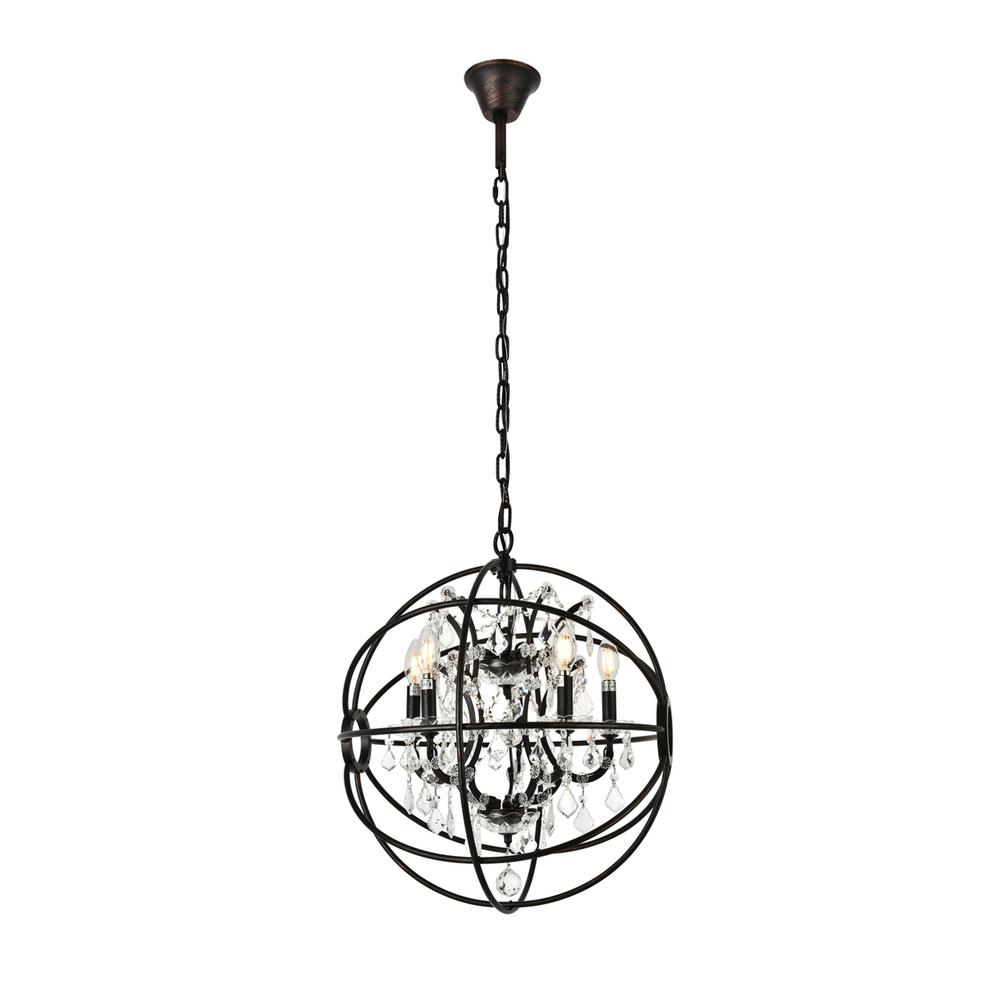 Geneva 5 light Dark Bronze Pendant Clear Royal Cut crystal. Picture 1