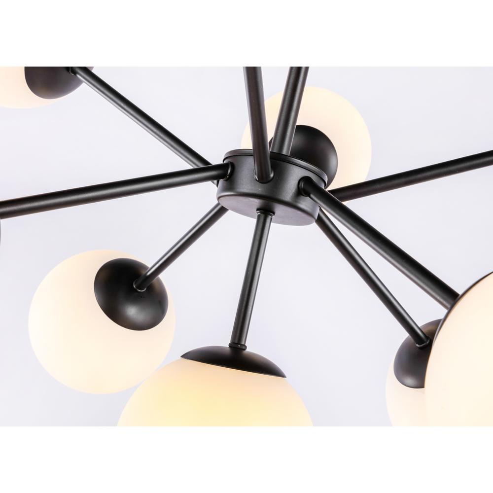 Jupiter 9 light Black and Frosted White glass pendant. Picture 11