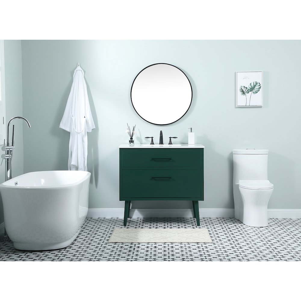 36 Inch Bathroom Vanity In Green. Picture 5