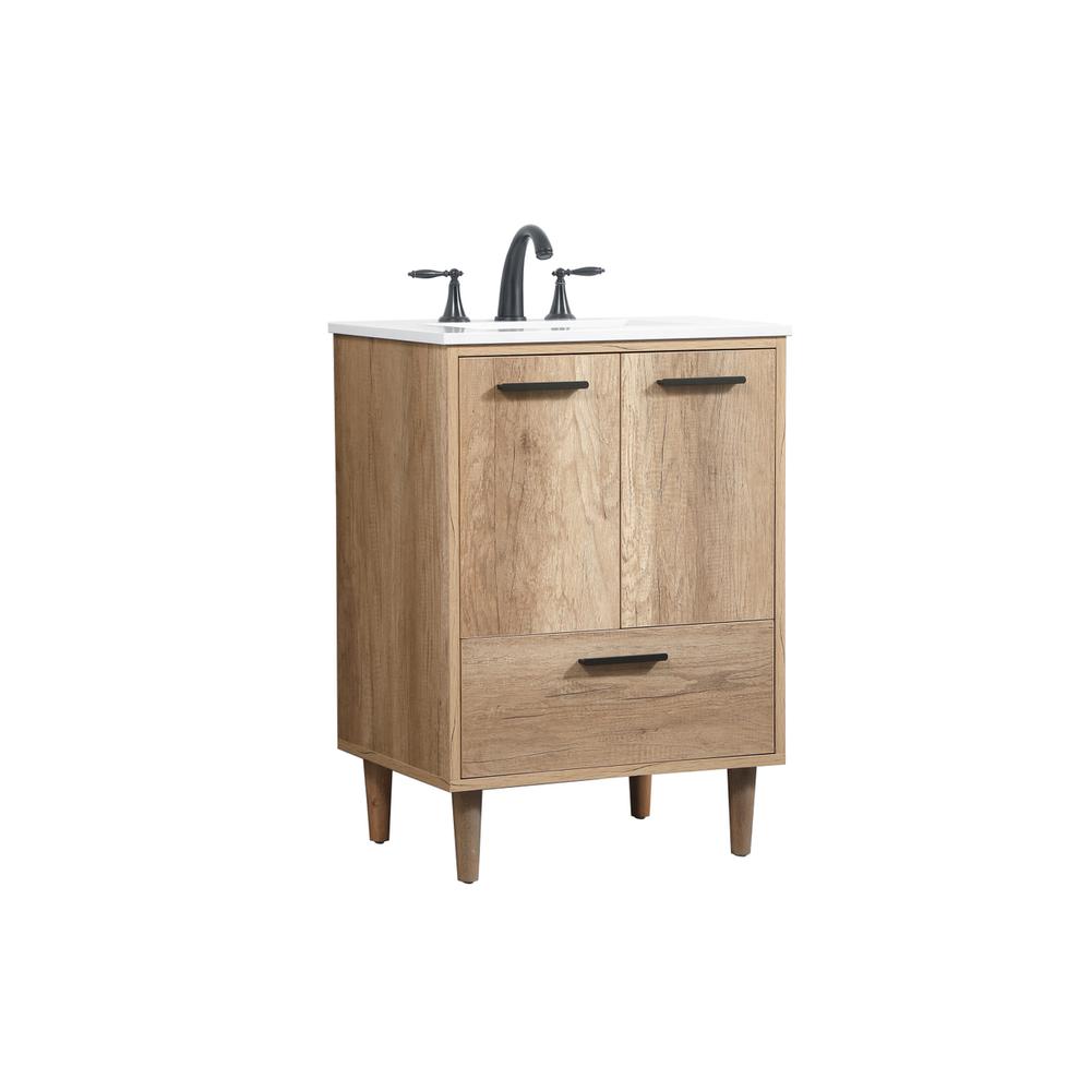 24 inch Single bathroom vanity in natural oak. Picture 7