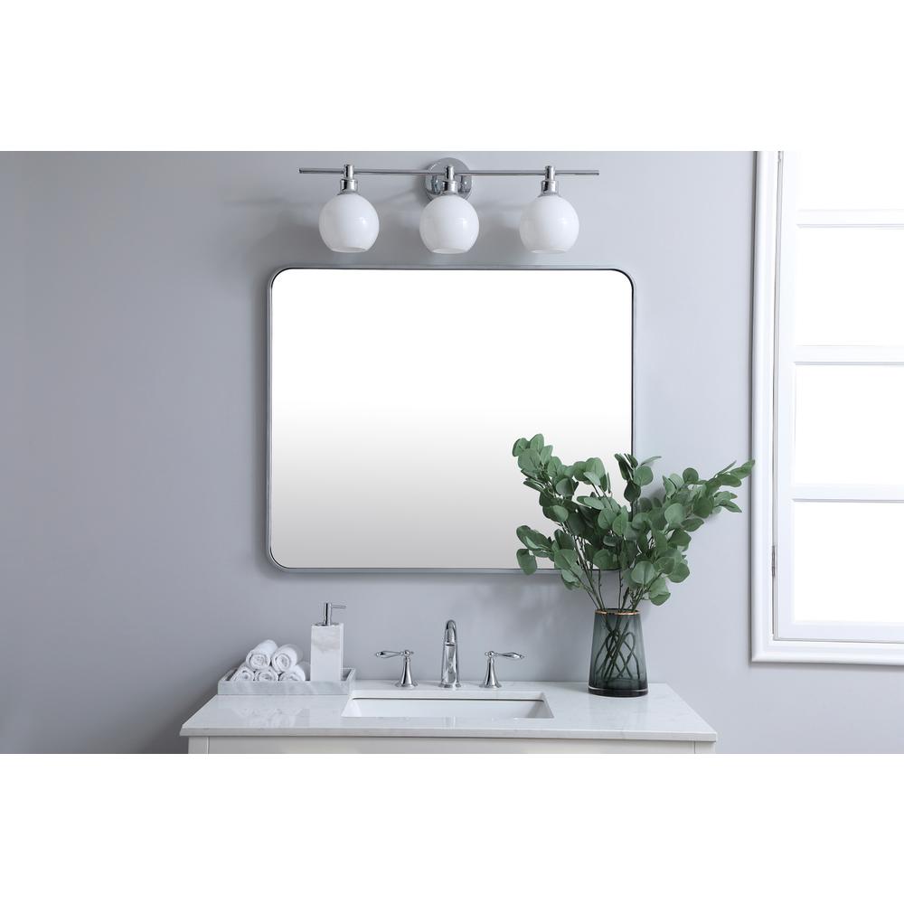 Soft corner metal rectangular mirror 30x36 inch in Silver. Picture 9