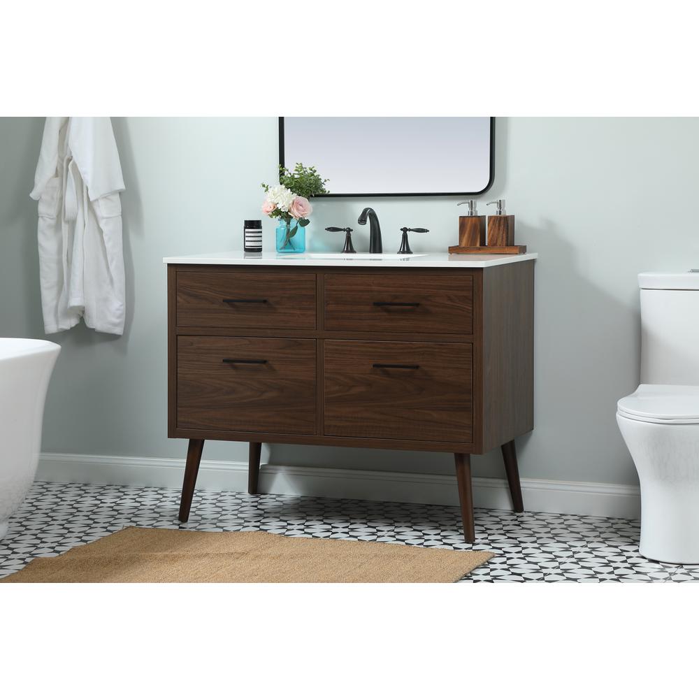 42 inch Single bathroom vanity in walnut. Picture 2