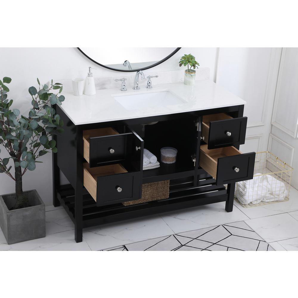 48 inch Single Bathroom Vanity in Black with Backsplash. Picture 3